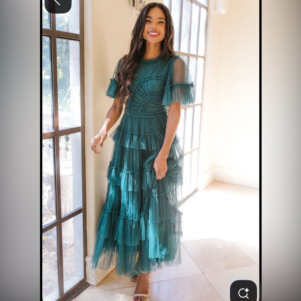 Ivy City Co green Whimsical Layered Maxi Dress